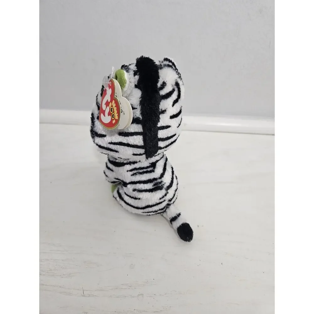 Ty Beanie Boos Zig Zag Zebra Plush Black White Green Big Solid‎ Eyes 2011 - Picture 3 of 7